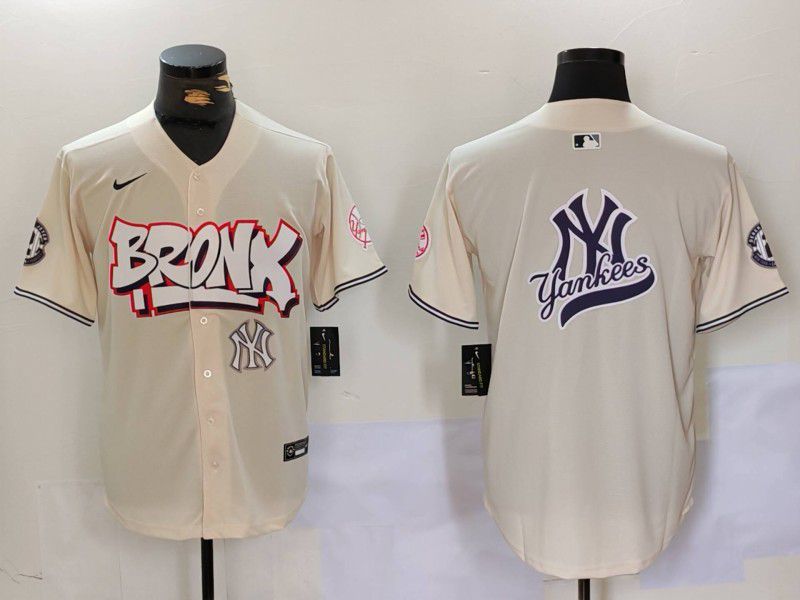 Men New York Yankees Blank Cream joint name 2024 Nike MLB Jersey style 9->women mlb jersey->Women Jersey